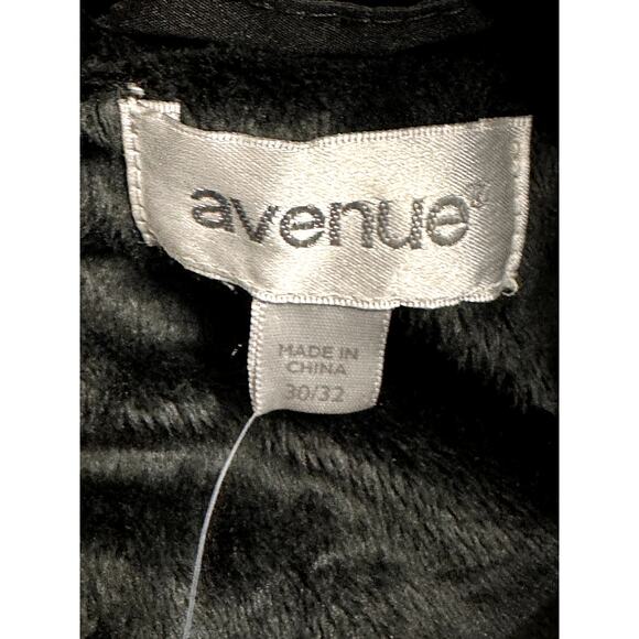 Avenue Puffer Jacket Quilted Design Faux Fur Trim Hooded Solid Black W 14/16 NWT - Picture 10 of 11